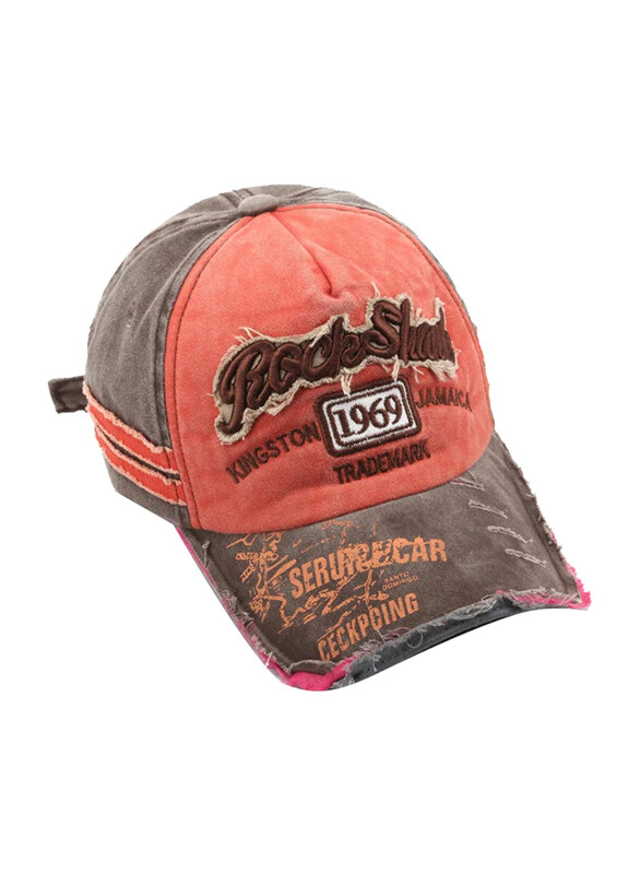 

Luxxeton Retro Letters Embroidery Adjustable Baseball Streetwear Cap Unisex, SC-316, One Size, Orange