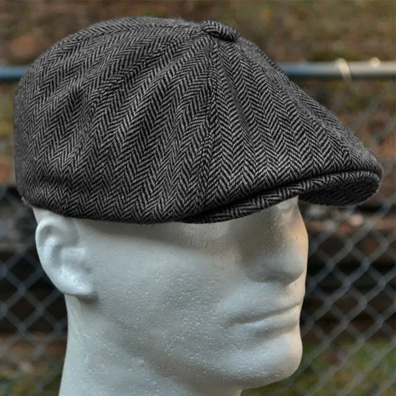 

Voron Vintage Chic Herringbone Beret Caps Unisex, One Size, Dark Grey