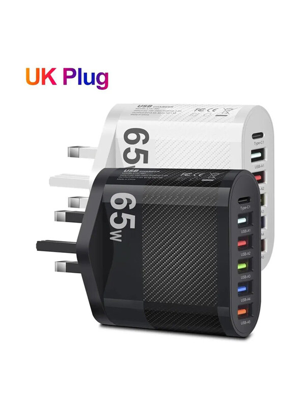 

Gajed UK-Plug 65W 3.1 Power Delivery 5 Ports USB Wall Charger, Black