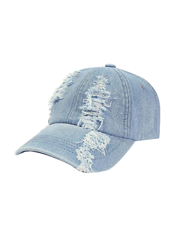 

Bumr Denim Vintage Plain Ripped Baseball Cap Unisex, DV-342, One Size, Sky Blue
