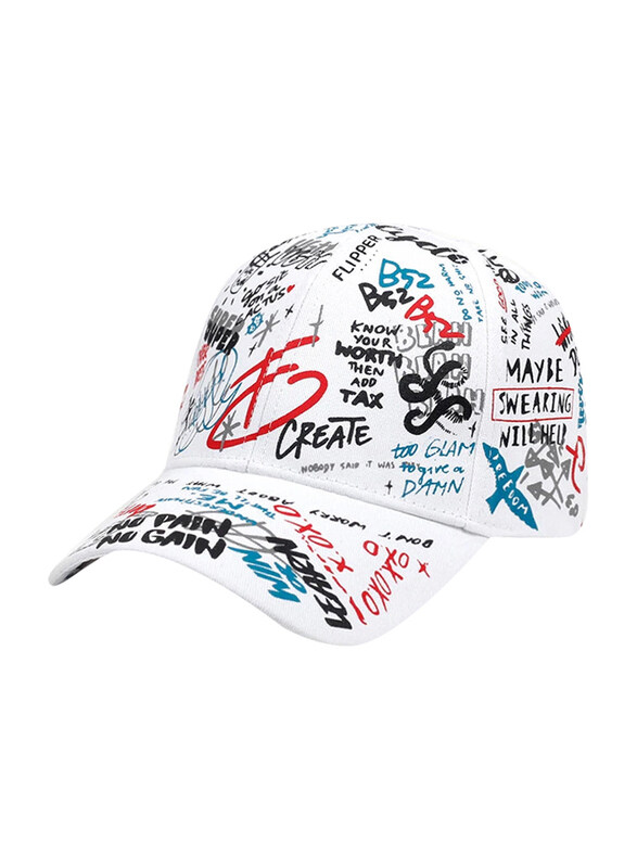 

Bumr Graffiti Fashion Hip Hop Letter Youngsters Baseball Cap Unisex, GF-328, One Size, White/Black