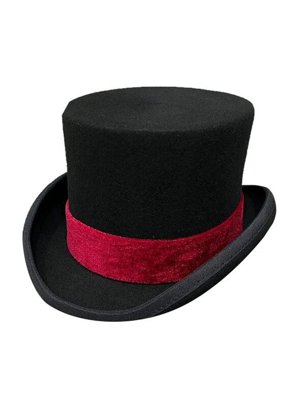 

HuKaiLi Gentleman Stage Performance British Wind in Europe Top Hat Unisex, GC-351, 61cm, Black/Red