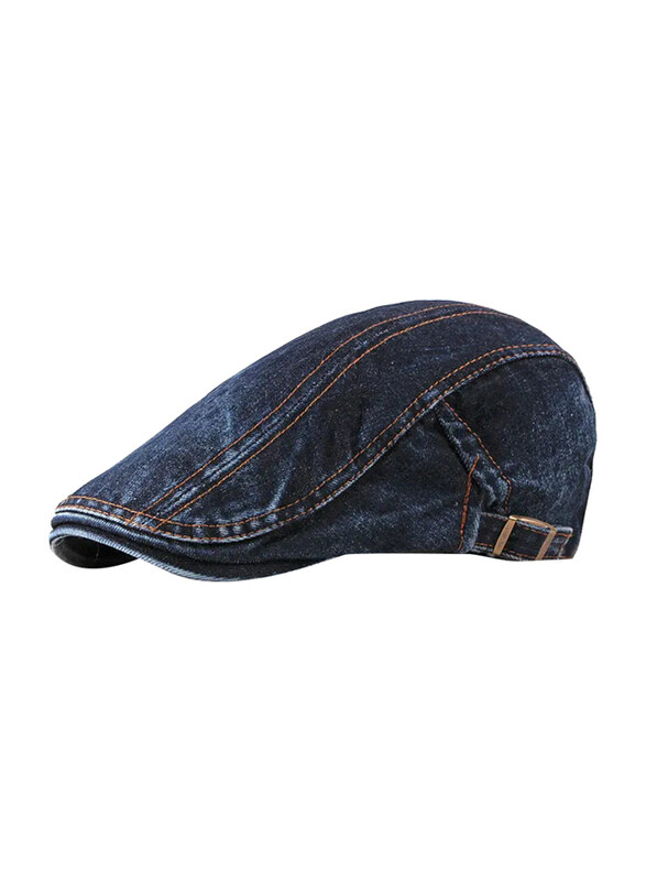 

Bumr Denim Delight Solid Newsboy Beret Hat Unisex, 55-61cm, Dark Blue