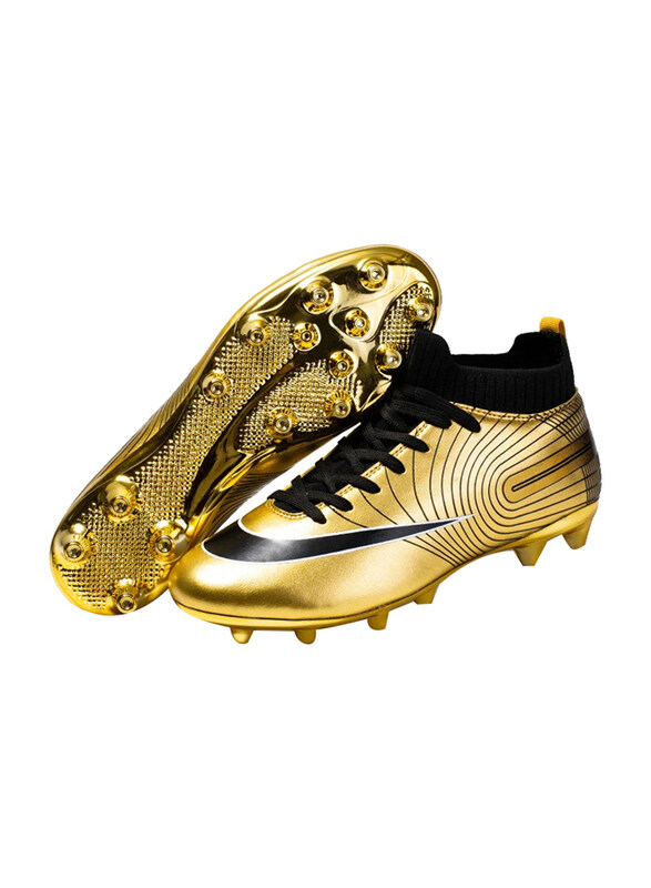 

Aliups Professional Gold Nike Style Men Football Shoes with Studs and Grass Grips