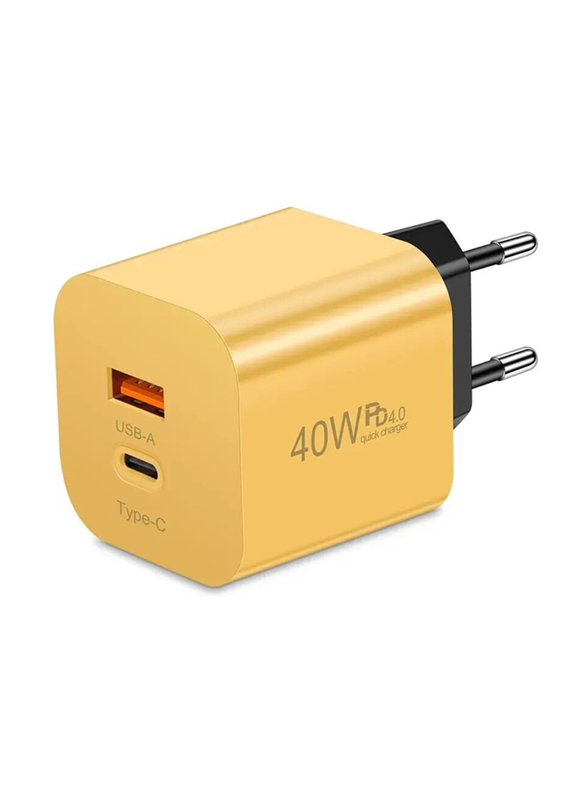 

Gajed EU-Plug 40W USB Type-C Fast Wall Charger, Yellow