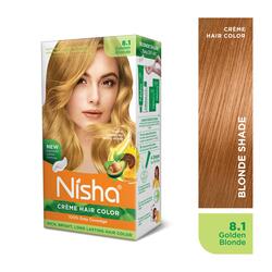 Nisha Creme Hair Color, Permanent Blonde Hair Dye Color, 100% Gray Coverage, Golden Blonde, 120 gm