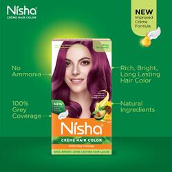 Nisha Creme Hair Color, Permanent Burgundy Hair Dye Color, 100% Gray Coverage, Wine Burgundy, 120 gm