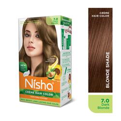 Nisha Creme Hair Color, Permanent Blonde Hair Dye Color, 100% Gray Coverage, Dark Blonde, 120 gm