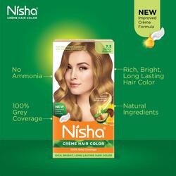 Nisha Creme Hair Color, Permanent Blonde Hair Dye Color, Honey Blonde, 100% Gray Coverage, 120 gm