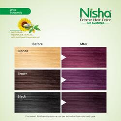 Nisha Creme Hair Color, Permanent Burgundy Hair Dye Color, 100% Gray Coverage, Wine Burgundy, 120 gm