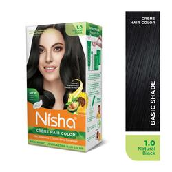 Nisha Creme Hair Color, Permanent Black Hair Dye Color, 100% Gray Coverage, No Ammonia, Natural Black, 120 gm