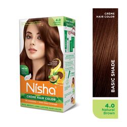 Nisha Creme Hair Color, Permanent Brown Hair Dye Color, 100% Gray Coverage, No Ammonia, Natural Brown, 120 gm