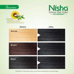 Nisha Creme Hair Color, Permanent Black Hair Dye Color, 100% Gray Coverage, No Ammonia, Natural Black, 120 gm