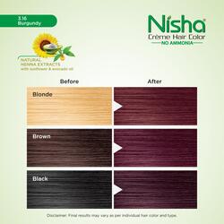 Nisha Creme Hair Color, Permanent Burgundy Hair Dye Color, 100% Gray Coverage, No Ammonia, Burgundy, 120 gm