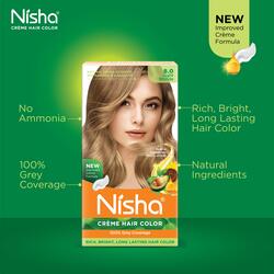 Nisha Creme Hair Color, Permanent Blonde Hair Dye Color, 100% Gray Coverage, Light Blonde, 120 gm