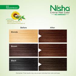 Nisha Creme Hair Color, Permanent Brown Hair Dye Color, 100% Gray Coverage, No Ammonia, Natural Brown, 120 gm