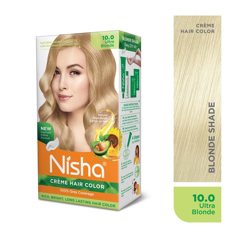 Nisha Creme Hair Color, Permanent Super Blonde Hair Dye Color, 100% Gray Coverage, Ultra Blonde, 150 gm