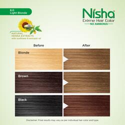 Nisha Creme Hair Color, Permanent Blonde Hair Dye Color, 100% Gray Coverage, Light Blonde, 120 gm