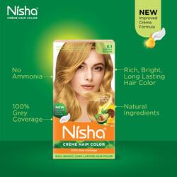 Nisha Creme Hair Color, Permanent Blonde Hair Dye Color, 100% Gray Coverage, Golden Blonde, 120 gm