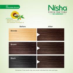 Nisha Creme Hair Color, Permanent Brown Hair Dye Color, 100% Gray Coverage, No Ammonia, Chocolate Brown, 120 gm