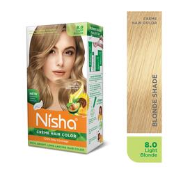 Nisha Creme Hair Color, Permanent Blonde Hair Dye Color, 100% Gray Coverage, Light Blonde, 120 gm