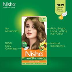 Nisha Creme Hair Color, Permanent Blonde Hair Dye Color, 100% Gray Coverage, Dark Blonde, 120 gm