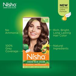 Nisha Creme Hair Color, Permanent Brown Hair Dye Color, 100% Gray Coverage, No Ammonia, Chocolate Brown, 120 gm