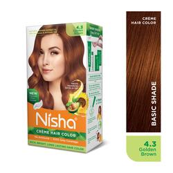 Nisha Creme Hair Color, Permanent Brown Hair Dye Color, 100% Gray Coverage, No Ammonia, Golden Brown, 120 gm