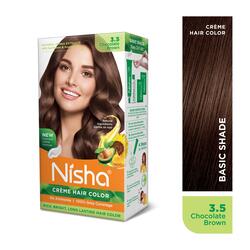 Nisha Creme Hair Color, Permanent Brown Hair Dye Color, 100% Gray Coverage, No Ammonia, Chocolate Brown, 120 gm