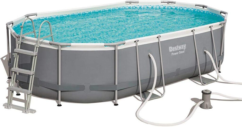 

Bestway 7-Piece Power Steel Oval Pool Set, 56448, Grey