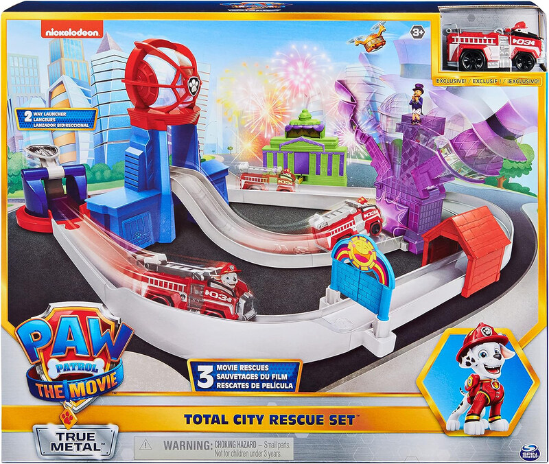 

Paw Patrol True Metal Total City Rescue Movie Track Set with Exclusive Marshall Vehicle, 1:55 Scale, Ages 3+