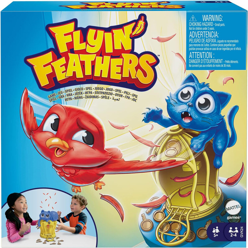 

Mattel Games Flyin Feathers Kids Game With Toy Cat & Bird In Birdcage, Ages 5+