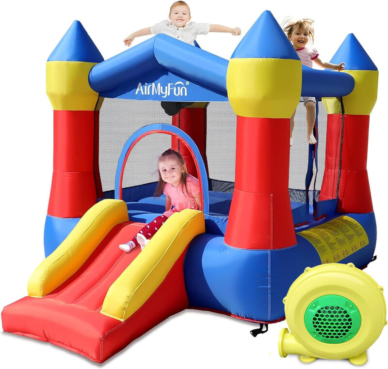 

AirMyFun Inflatable Bounce Jumper House with Air Blower, 82011A, Ages 3+
