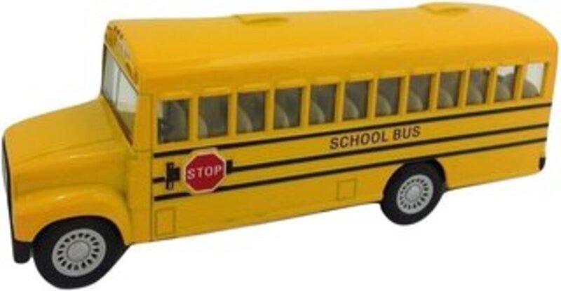 6" Die Cast Long-Nose School Bus with Pull-Back Action and Open-able Doors