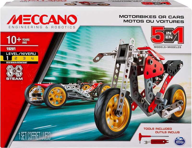

Meccano 5-in-1 Street Fighter Bike Building Kit, 132 Pieces, 6053371, Ages 10+