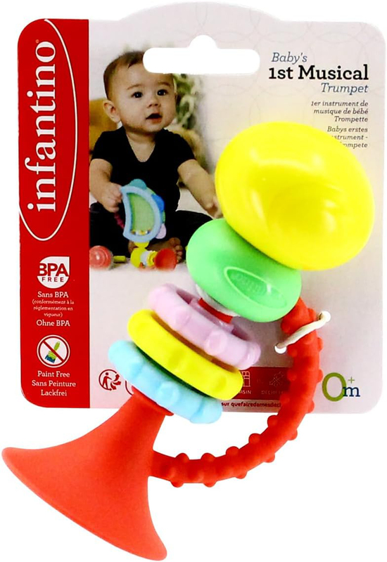 Infantino Baby's 1st Musical Trumpet Suitable From Birth, Multicolour, Ages 0+