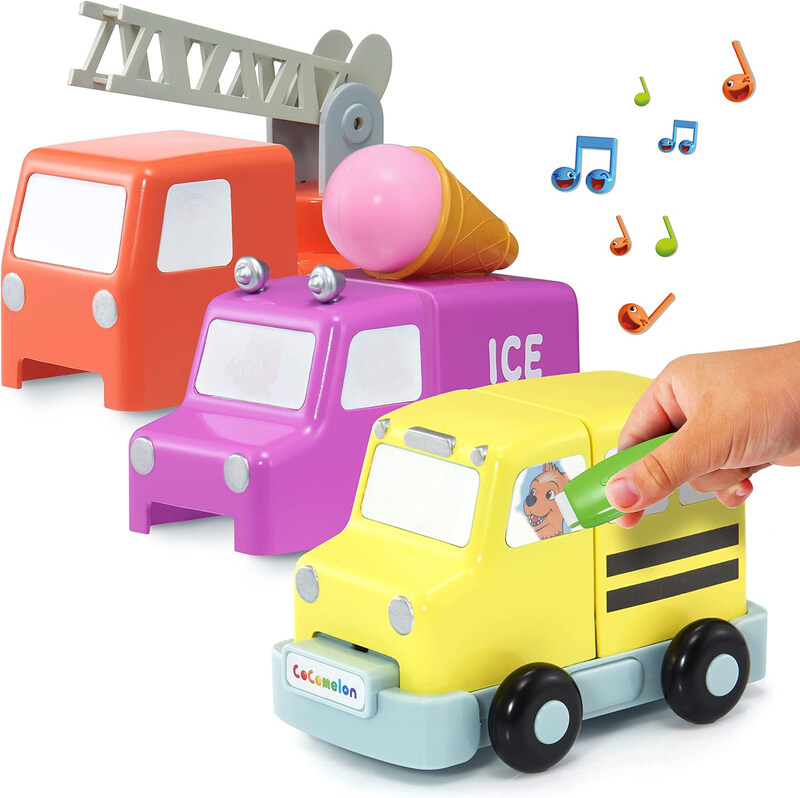 

Wow! Stuff Cocomelon Build & Reveal Musical Vehicles Playset, Ages 3+