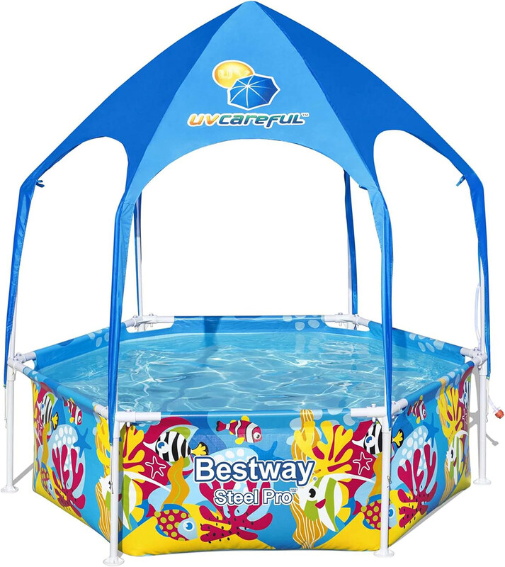 

Bestway Steel Pro UV Careful Splash In Shade Play Pool, 5618T, Blue