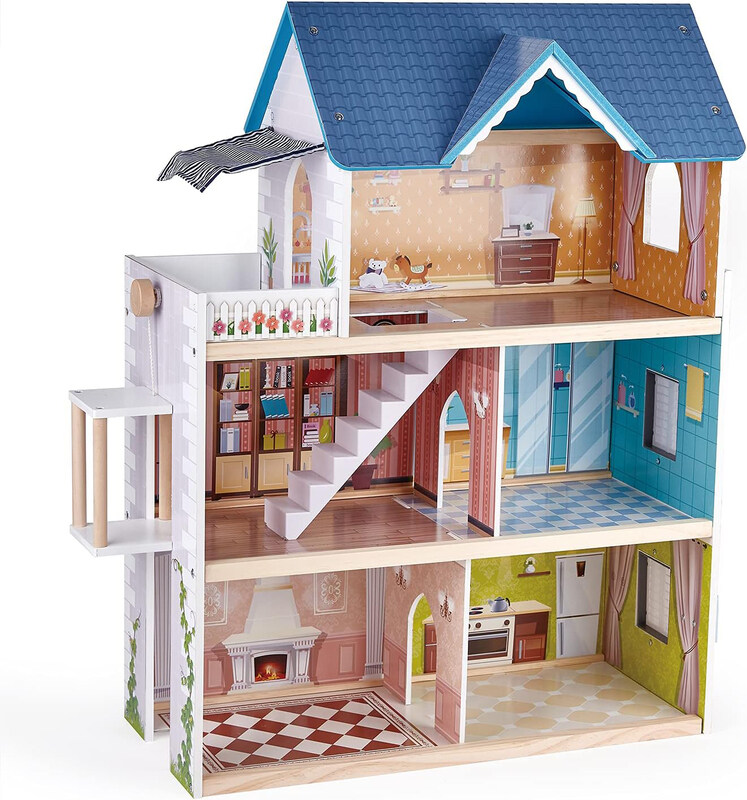 

Generic Little Room Pretend Play 3 Story Wooden Doll House with Light Set, Ages 3+