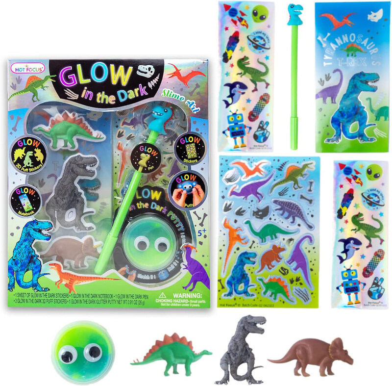 

Hot Focus Dinosaur Glow in The Dark Stationary Set, Ages 5+