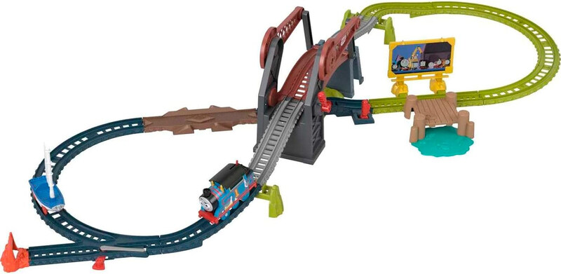 

Thomas and Friends Bridge Lift Skiff Train Set with Motorized Engine & Toy Boat for Pre School, 20 Pieces, Ages 3+