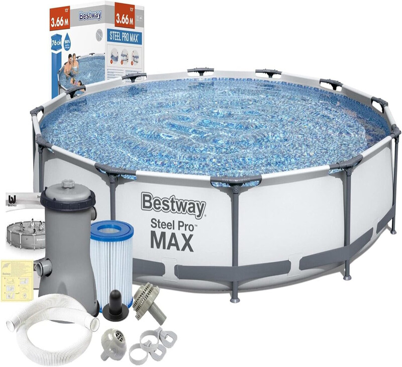 

Bestway Steel Pro Round Swimming Pool, 56416, Grey