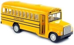 6" Die Cast Long-Nose School Bus with Pull-Back Action and Open-able Doors