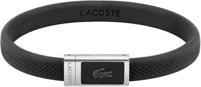 

Lacoste Men's Silver & Black Silicone Bracelets - 2040114