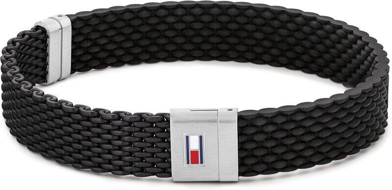 

Tommy Hilfiger Men's Silver & Black Silicone Bracelets - 2790240S