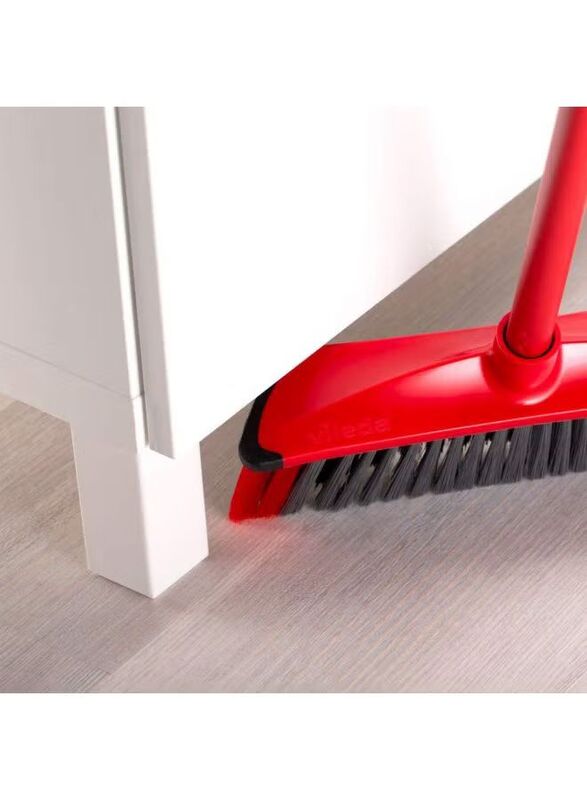 Vileda 3 Action Indoor Floor Broom with Stick, Red