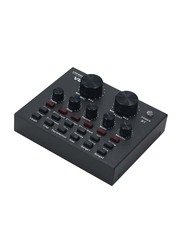 V8 Intelligent Volume Adjustable Audio Mixer Sound Card, Black