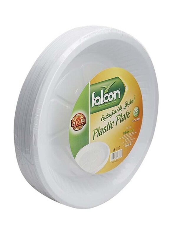 

Falcon 18cm 25-Piece Disposable Round Plastic Plate, White