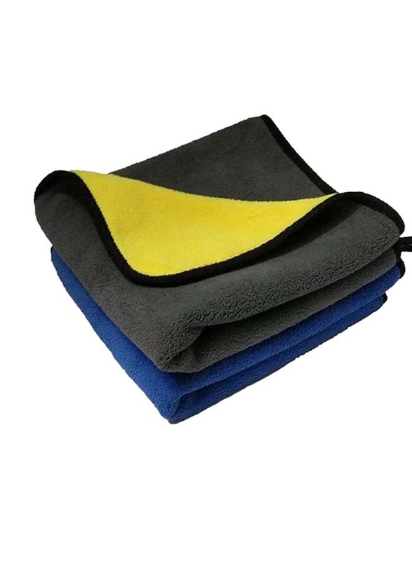 Microfiber Cleaning Cloth Set, 2 Pieces, Black/Blue