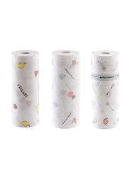 3-Piece Kitchen Disposable Towels Roll, White